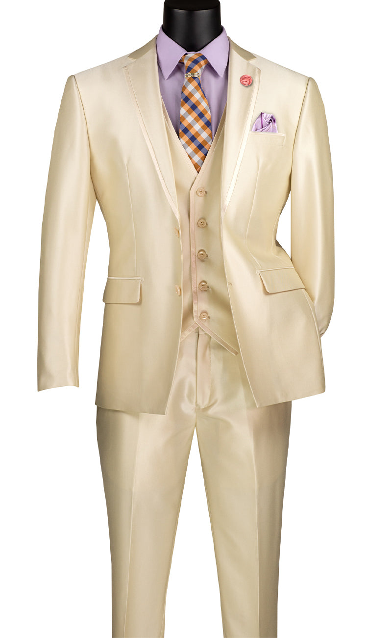 Vinci Men Suit SV2D-1 Champagne Beige - Church Suits For Less