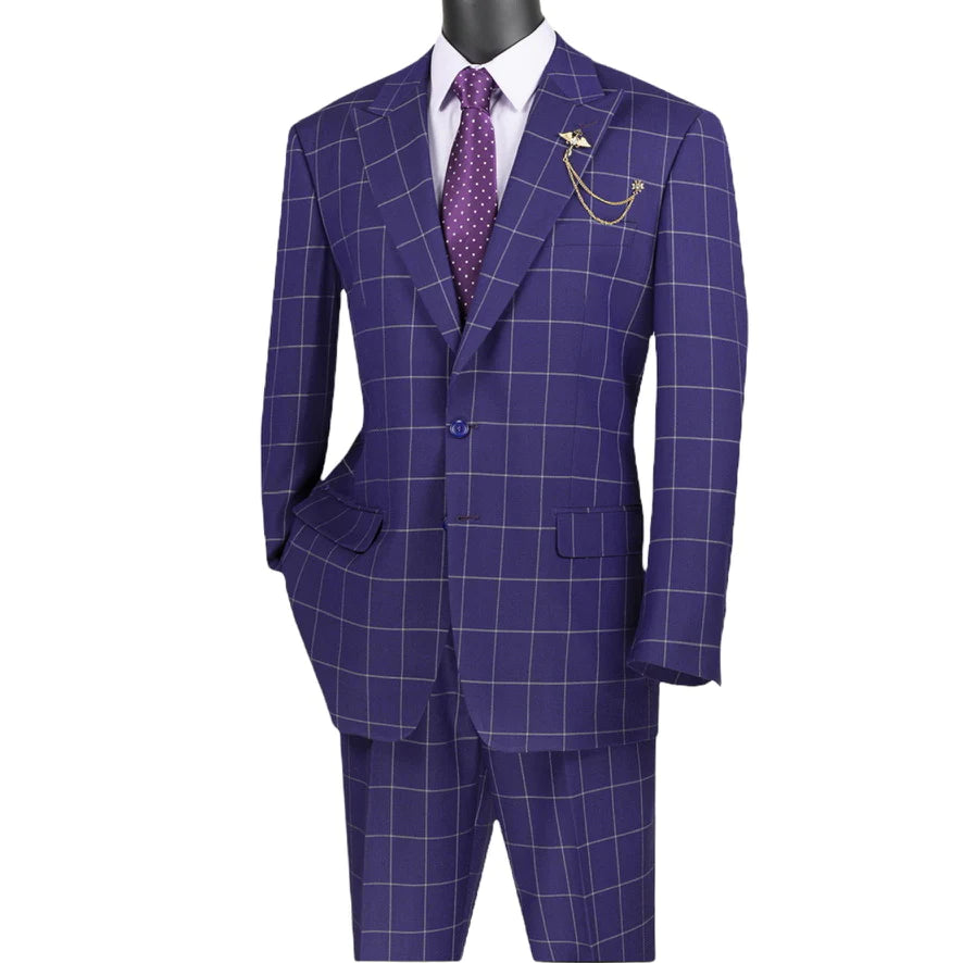 Vinci Men Suit 2RW-2C-Navy/Gold - Church Suits For Less