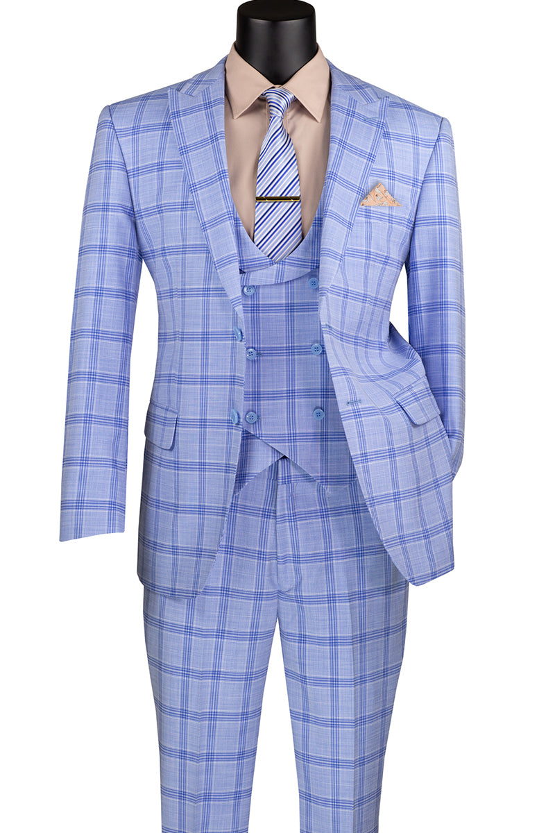 Vinci Men Suit MV2W-5 Light Blue - Church Suits For Less