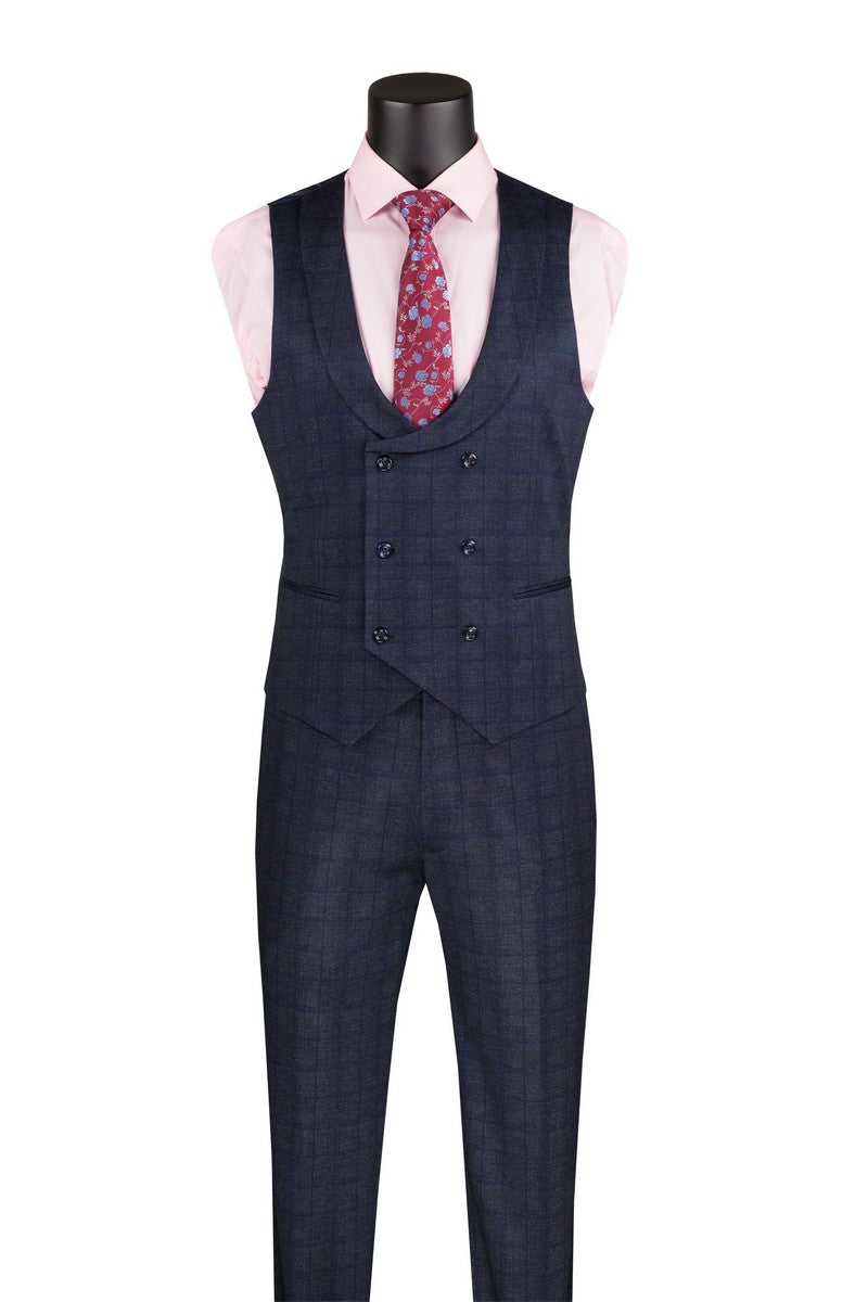 Vinci Men Suit SV2W-8-Navy - Church Suits For Less