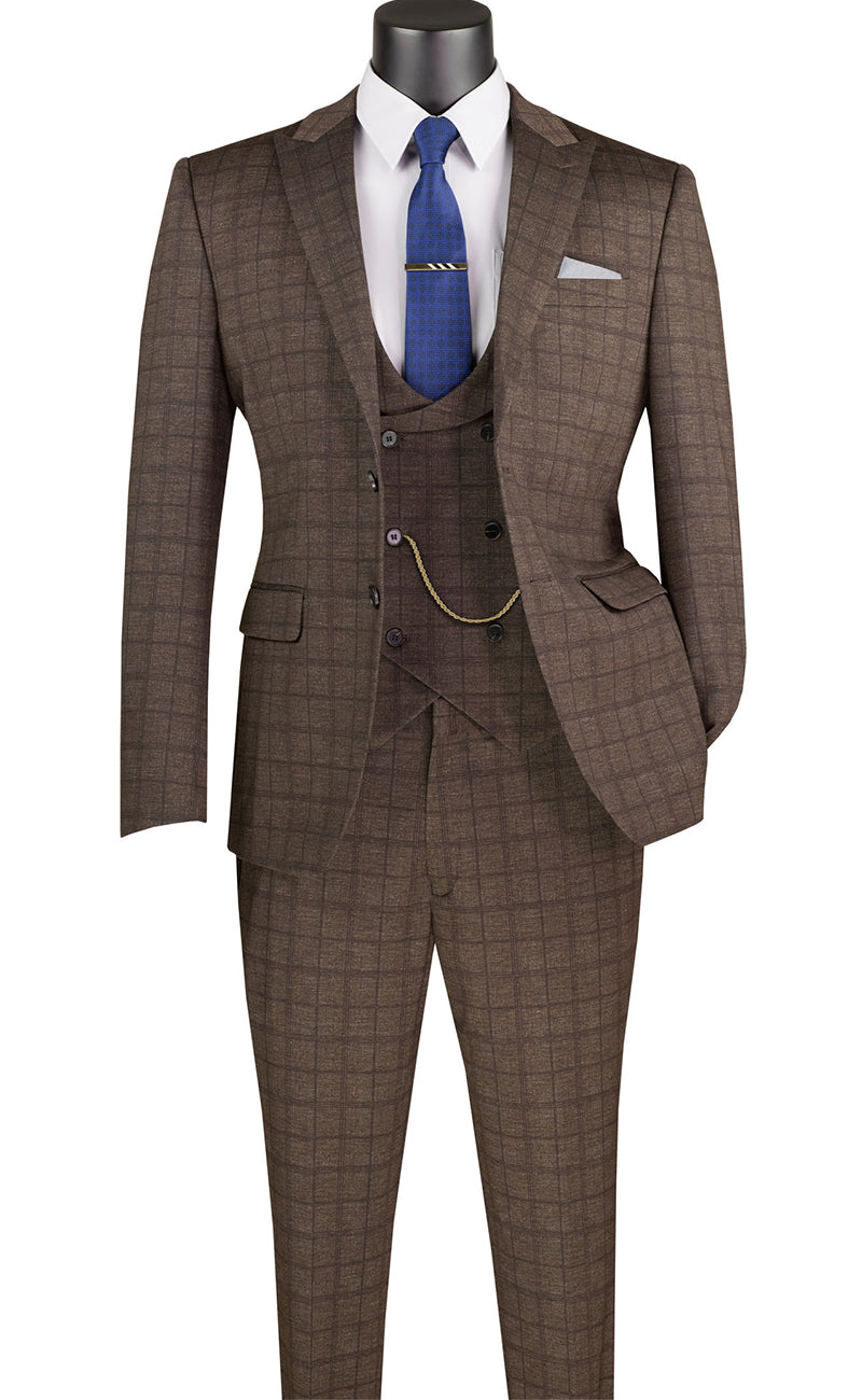 Vinci Men Suit SV2W-8-Brown - Church Suits For Less