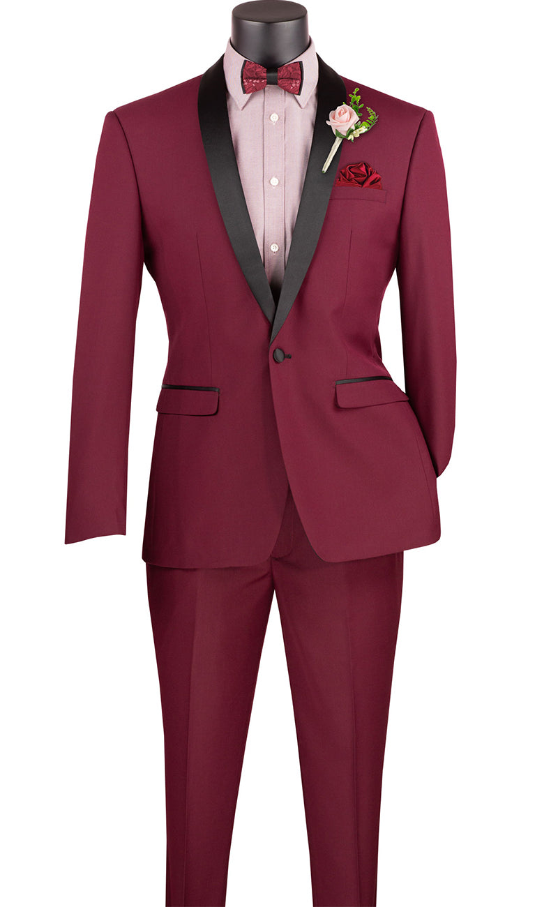 Vinci Tuxedo T-SS-Burgundy - Church Suits For Less