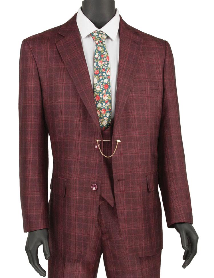 Vinci Suit V2RW-7C Burgundy - Church Suits For Less