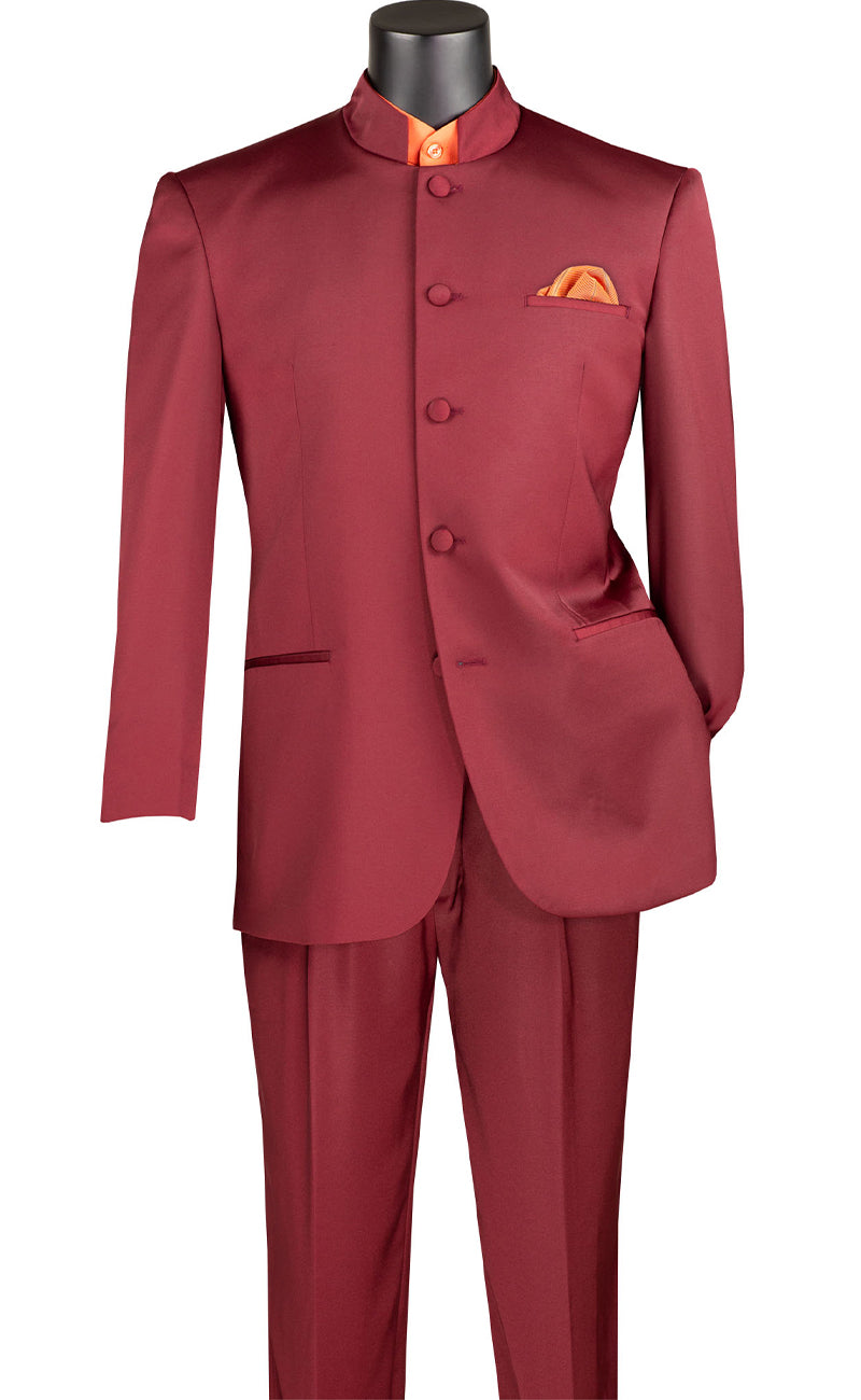 Vinci Men Suit 5HT-Burgundy - Church Suits For Less