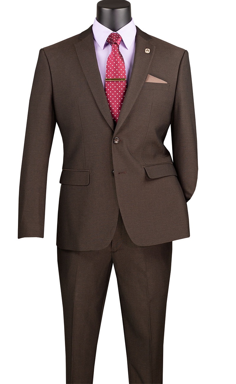 Vinci Men Suit S2RK-7-Brown - Church Suits For Less