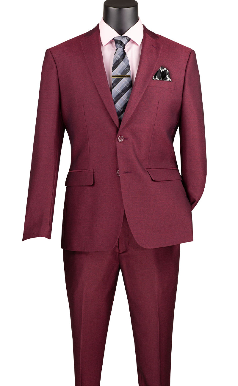 Vinci Men Suit S2RK-7-Burgundy - Church Suits For Less