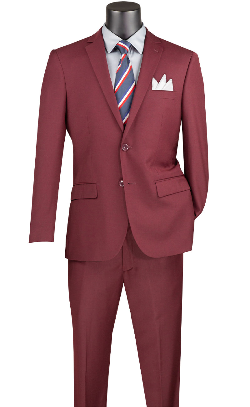 Vinci Men Suit SC900-12-Burgundy - Church Suits For Less