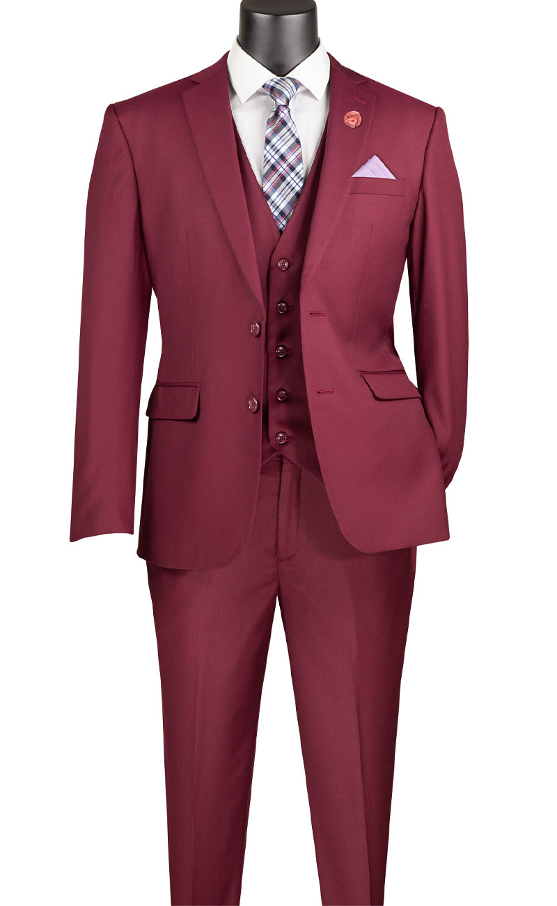 Vinci Suit SV2900-Burgundy - Church Suits For Less