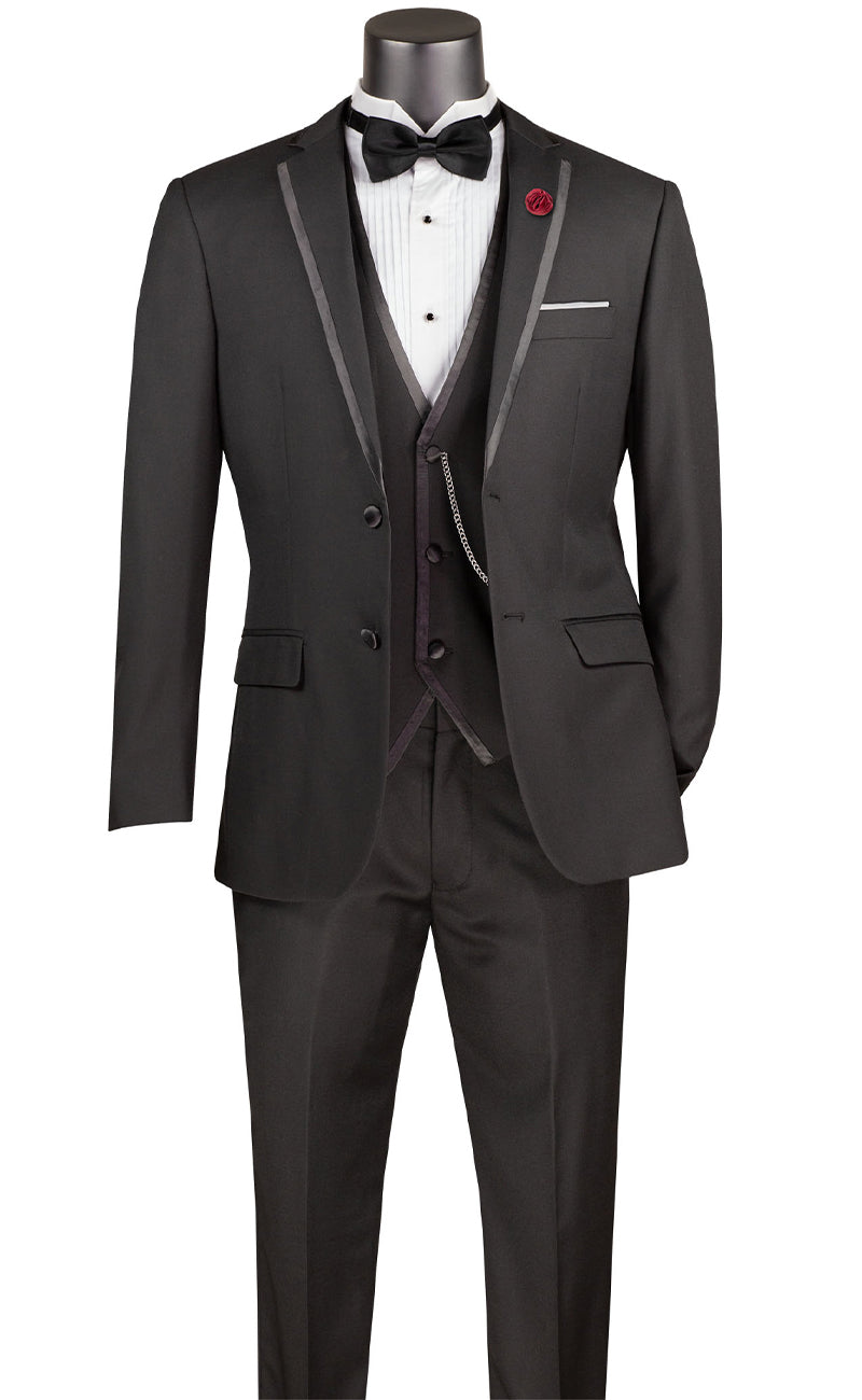 Vinci Men Suit SV2T-8-Black - Church Suits For Less