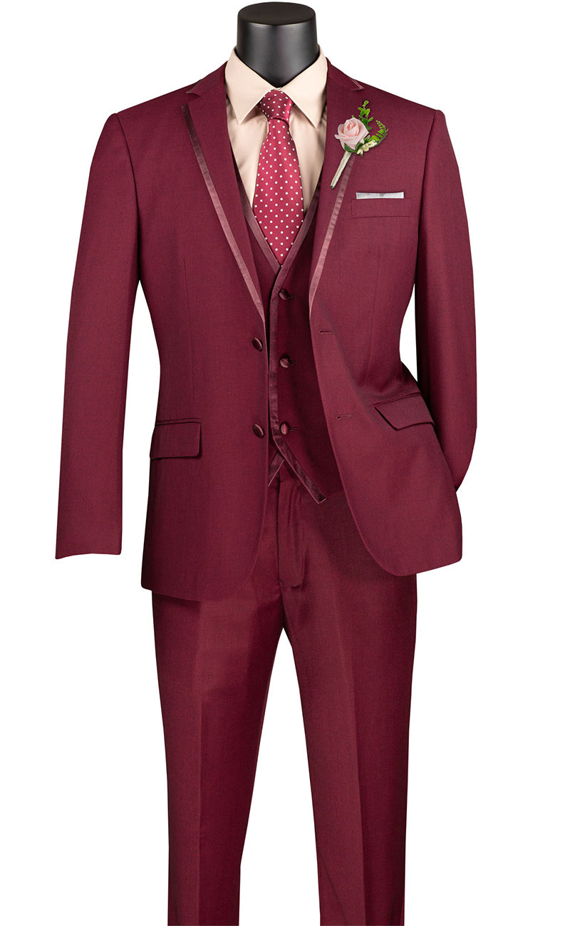 Vinci Men Suit SV2T-8-Burgundy - Church Suits For Less