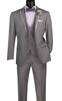 Vinci Men Suit SV2T-8-Light Grey - Church Suits For Less