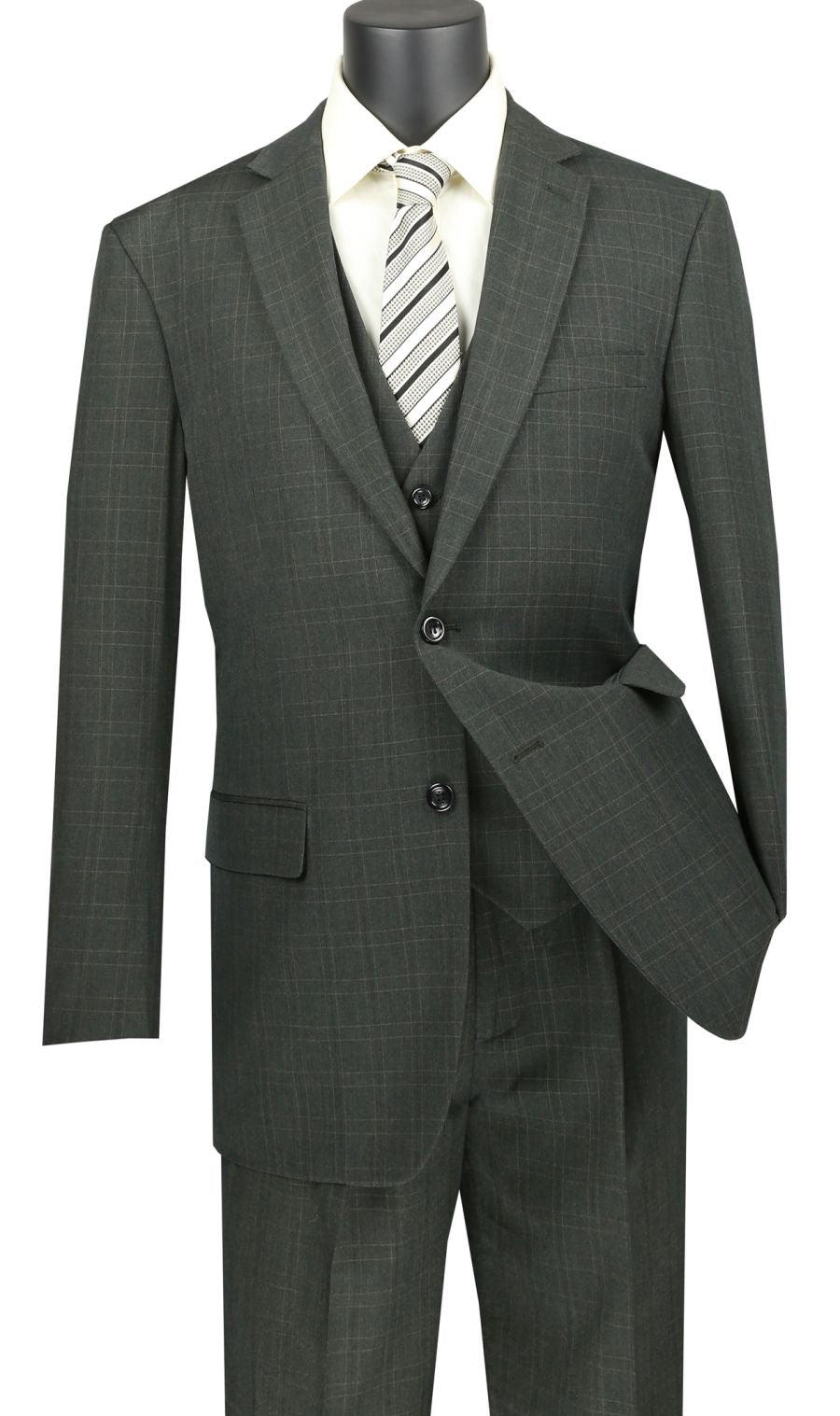 Vinci Men Suit V2RW-15C-Olive - Church Suits For Less