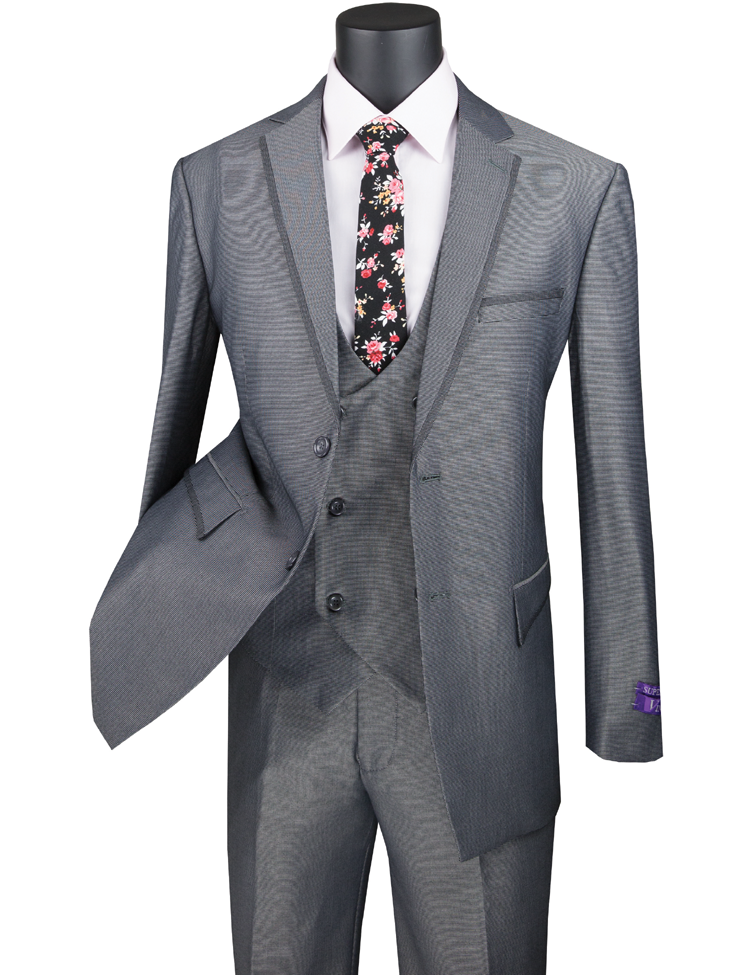 Vinci Men Suit MV2B-1C-Charcoal - Church Suits For Less