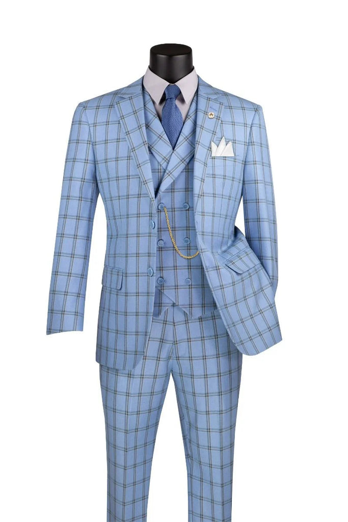 Vinci Men Suit MV2W-4-Light Blue - Church Suits For Less