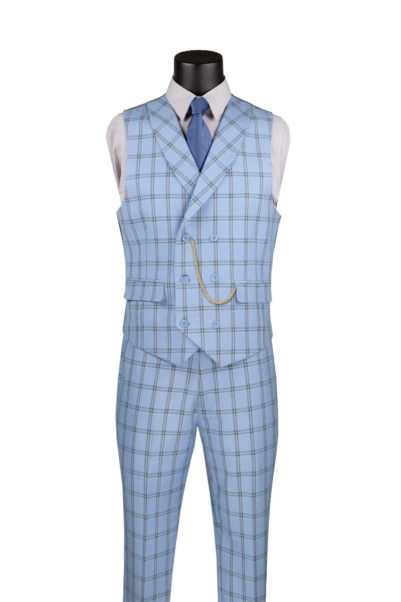 Vinci Men Suit MV2W-4-Light Blue - Church Suits For Less