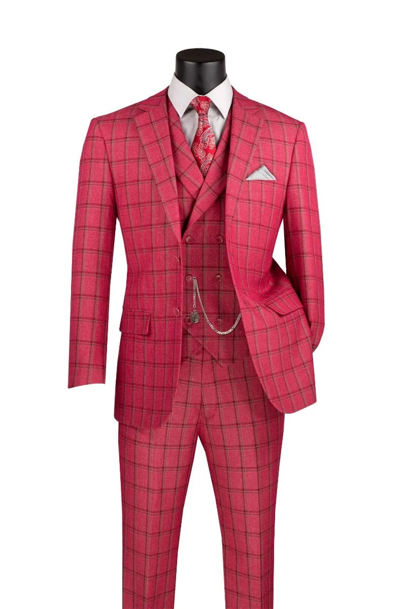 Vinci Men Suit MV2W-4-Raspberry - Church Suits For Less