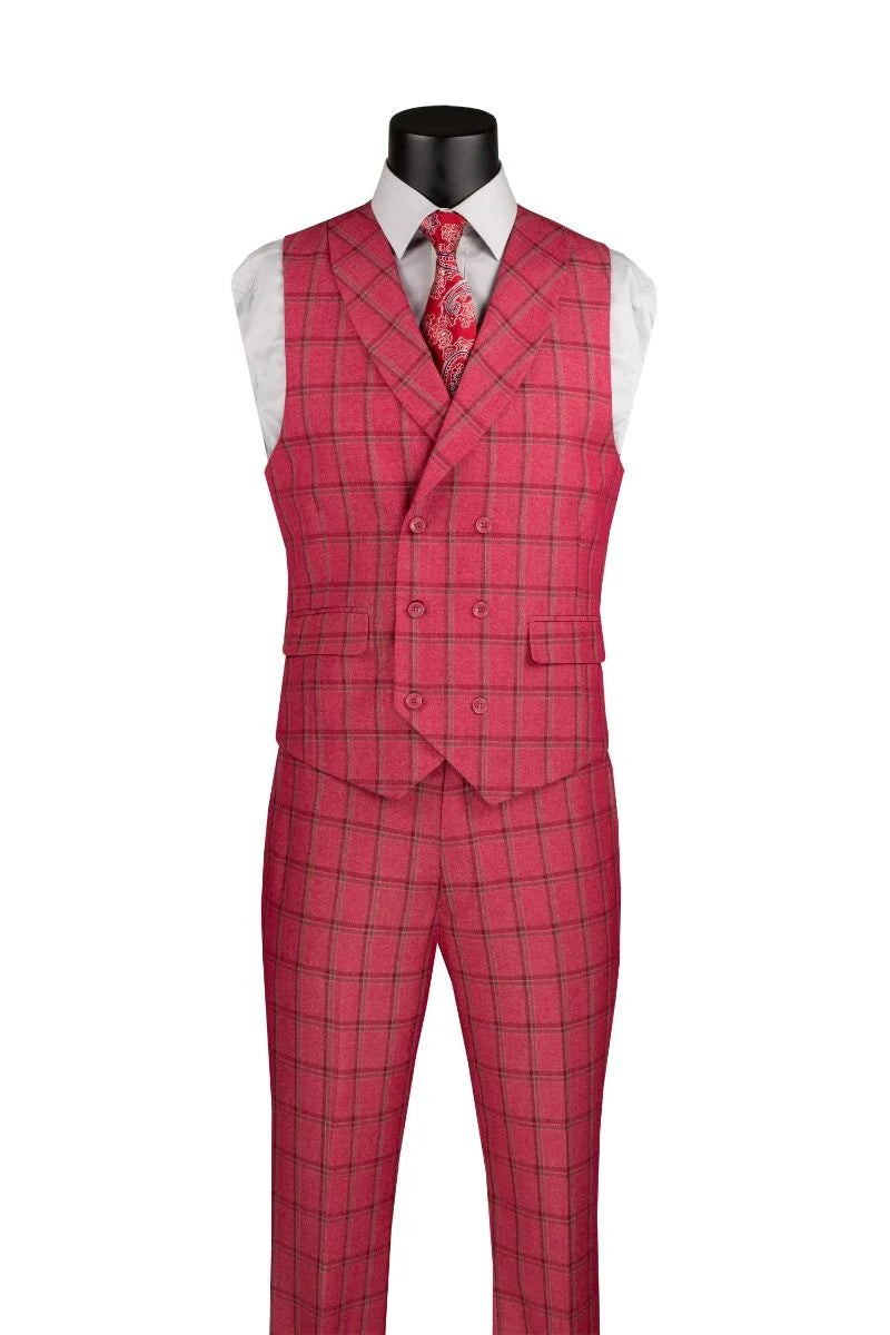 Vinci Men Suit MV2W-4-Raspberry - Church Suits For Less