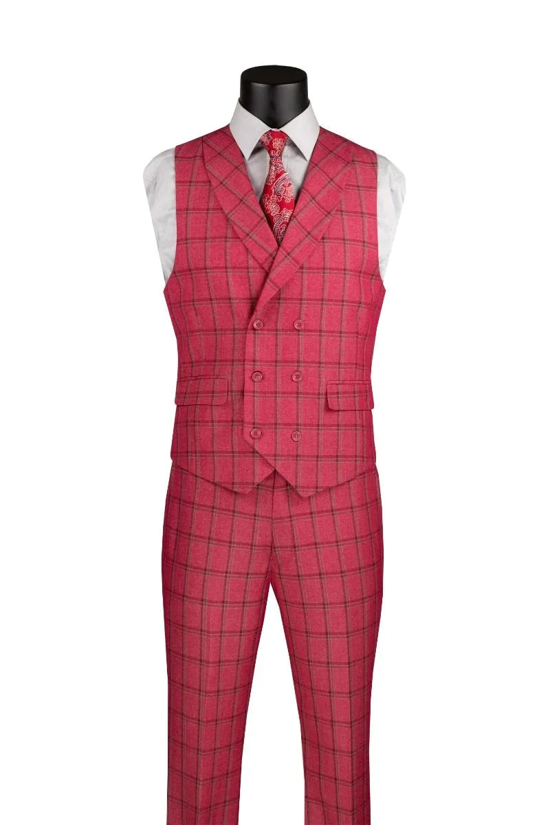 Vinci Men Suit MV2W-4C-Raspberry - Church Suits For Less