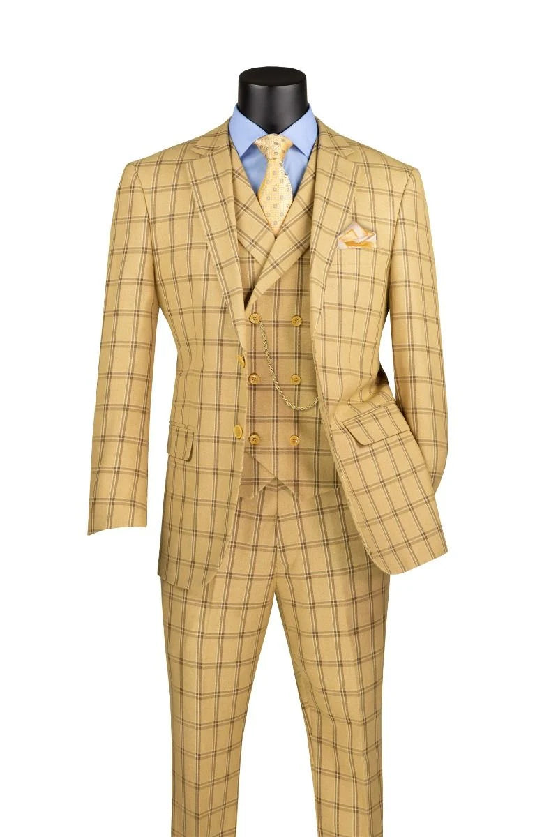 Vinci Men Suit MV2W-4-Tan - Church Suits For Less