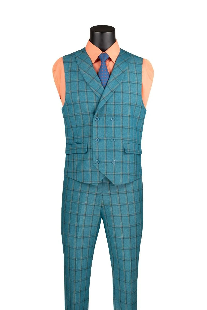 Vinci Men Suit MV2W-4-Teal Blue - Church Suits For Less