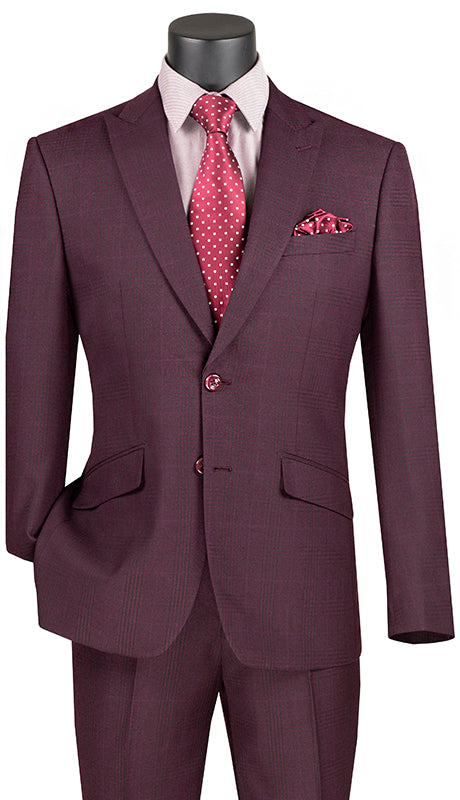 Vinci Men Suit S2RW-1C-Burgundy - Church Suits For Less