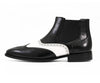 Men's Dress Boots-AG2632 Black & White - Church Suits For Less