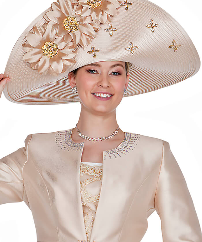 Champagne Italy Church Hat 6001 - Church Suits For Less