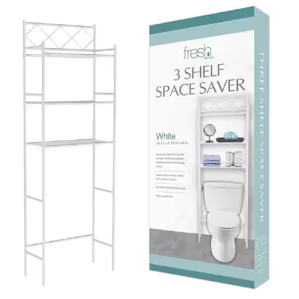 Fresh Home Bathroom Space Save Shelf White - Church Suits For Less