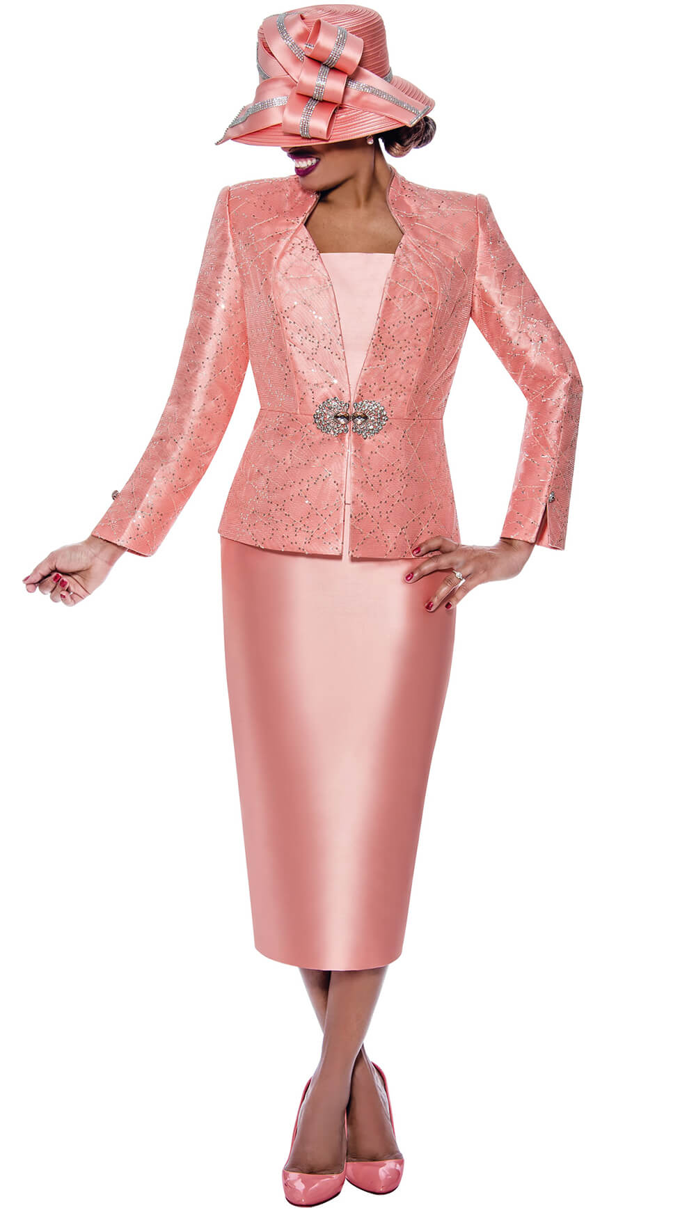 Ben Marc Suit 2123 - Peach - Church Suits For Less