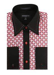 Men Dress Shirt MSD1028 Red Black - Church Suits For Less