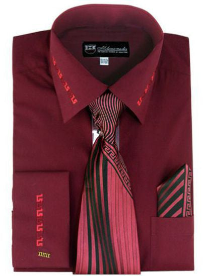 Men Dress Shirt SG-35C-Burgandy - Church Suits For Less