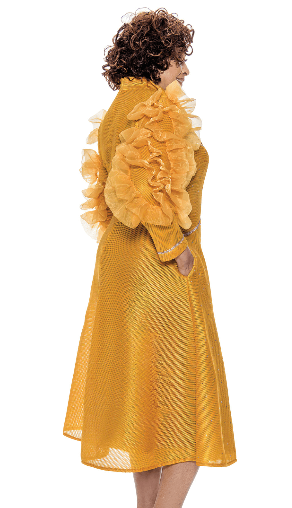 Dorinda Clark Cole Dress 309041-Gold - Church Suits For Less