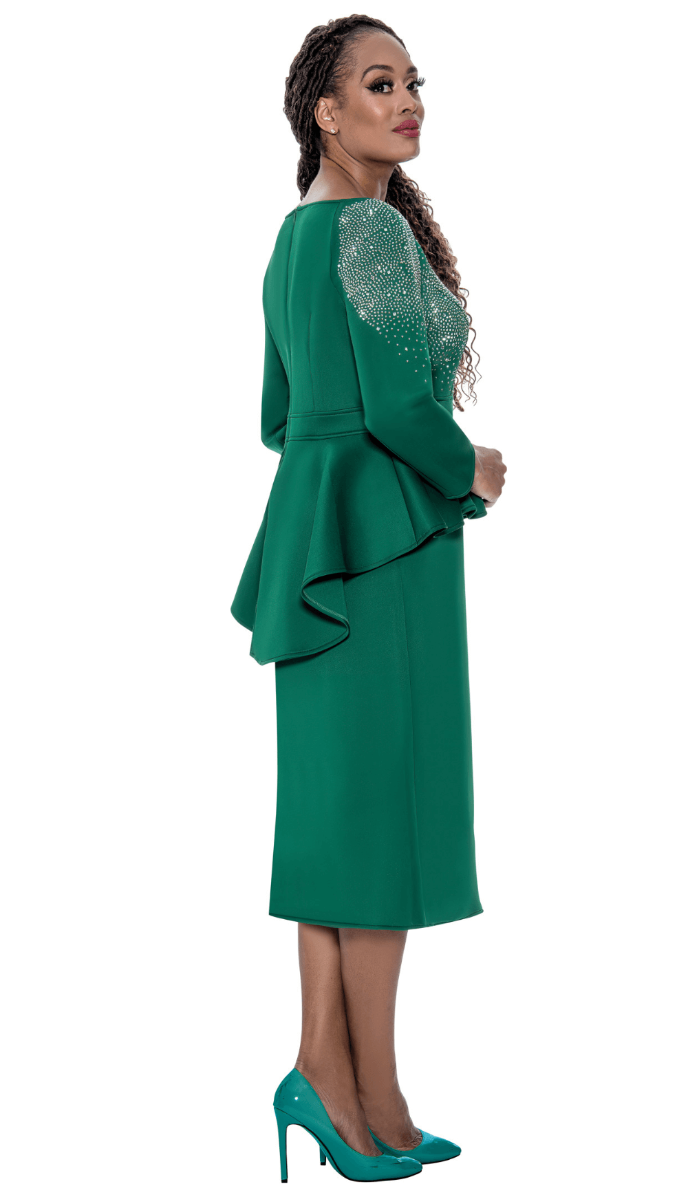 Stellar Looks Skirt Suit 1961-Emerald - Church Suits For Less