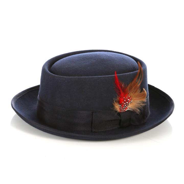 Men Pork Pie Hat-MSD NAVY S310 - Church Suits For Less