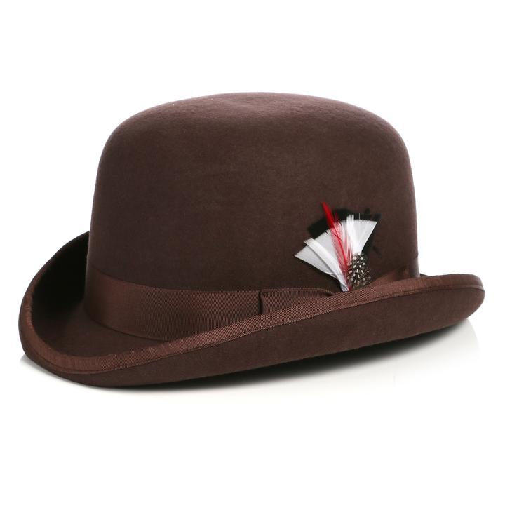 Men Derby Bowler Hat-Brown - Church Suits For Less