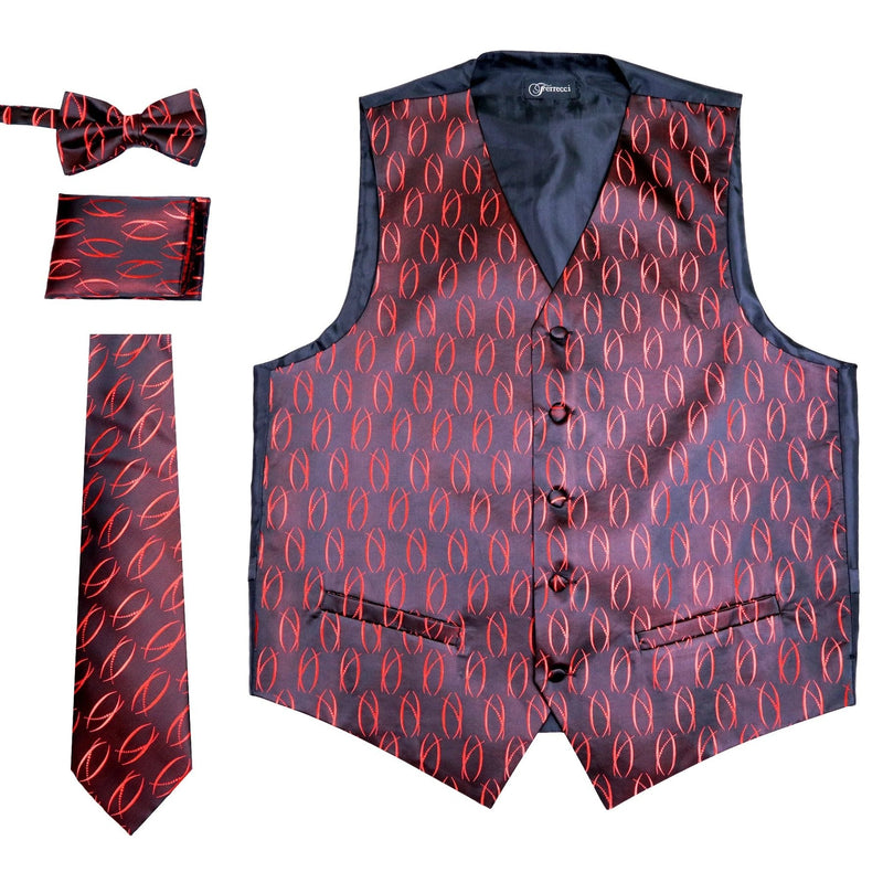 Men Vest-PV100-Black Red - Church Suits For Less