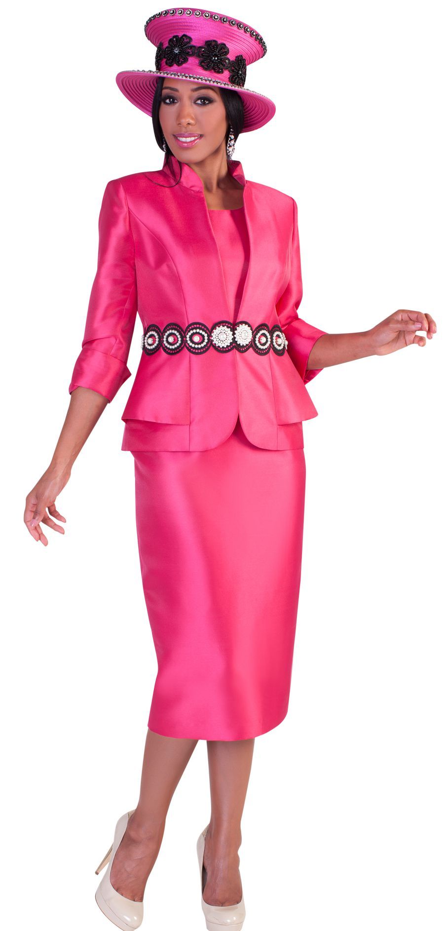 Designer Church Suits 4617C-Fuchsia/Black - Church Suits For Less