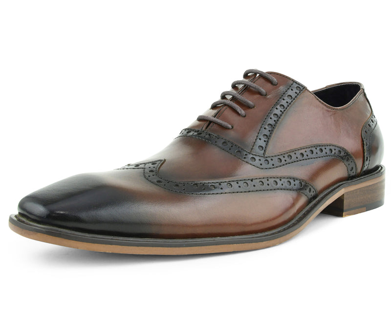 Men's Dress Shoe-AG265C Brown - Church Suits For Less