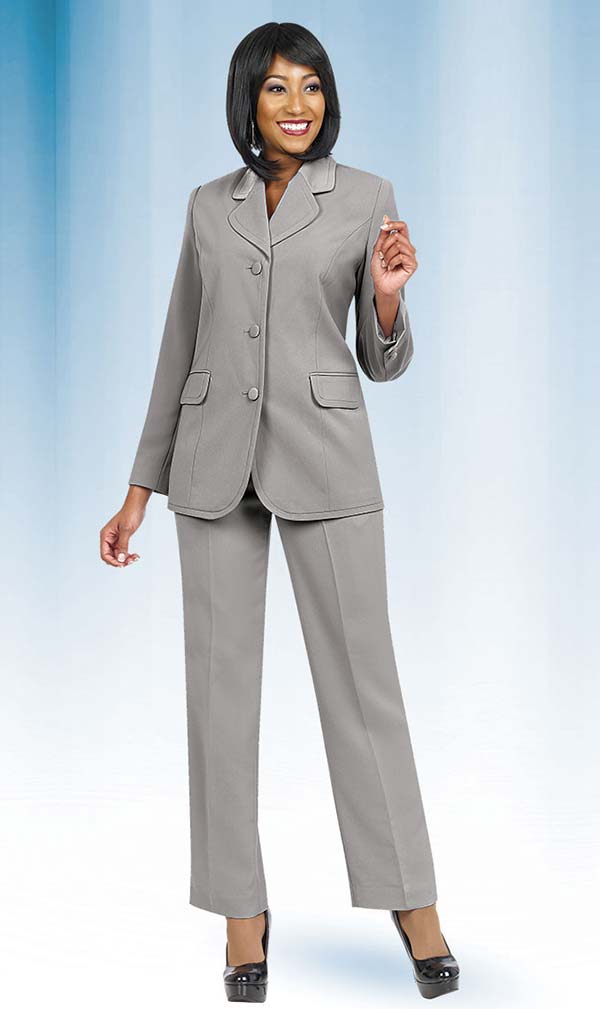 Ben Marc Pant Suit 10495-Silver - Church Suits For Less