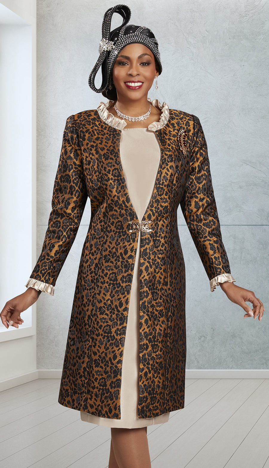 Ben Marc Church Dress 48466C-Bronze Print - Church Suits For Less