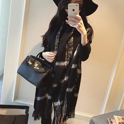 Women Fashion Scarf C52113-Black-White - Church Suits For Less