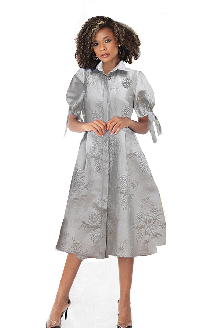 Chancele Church Dress 9704-Silver - Church Suits For Less