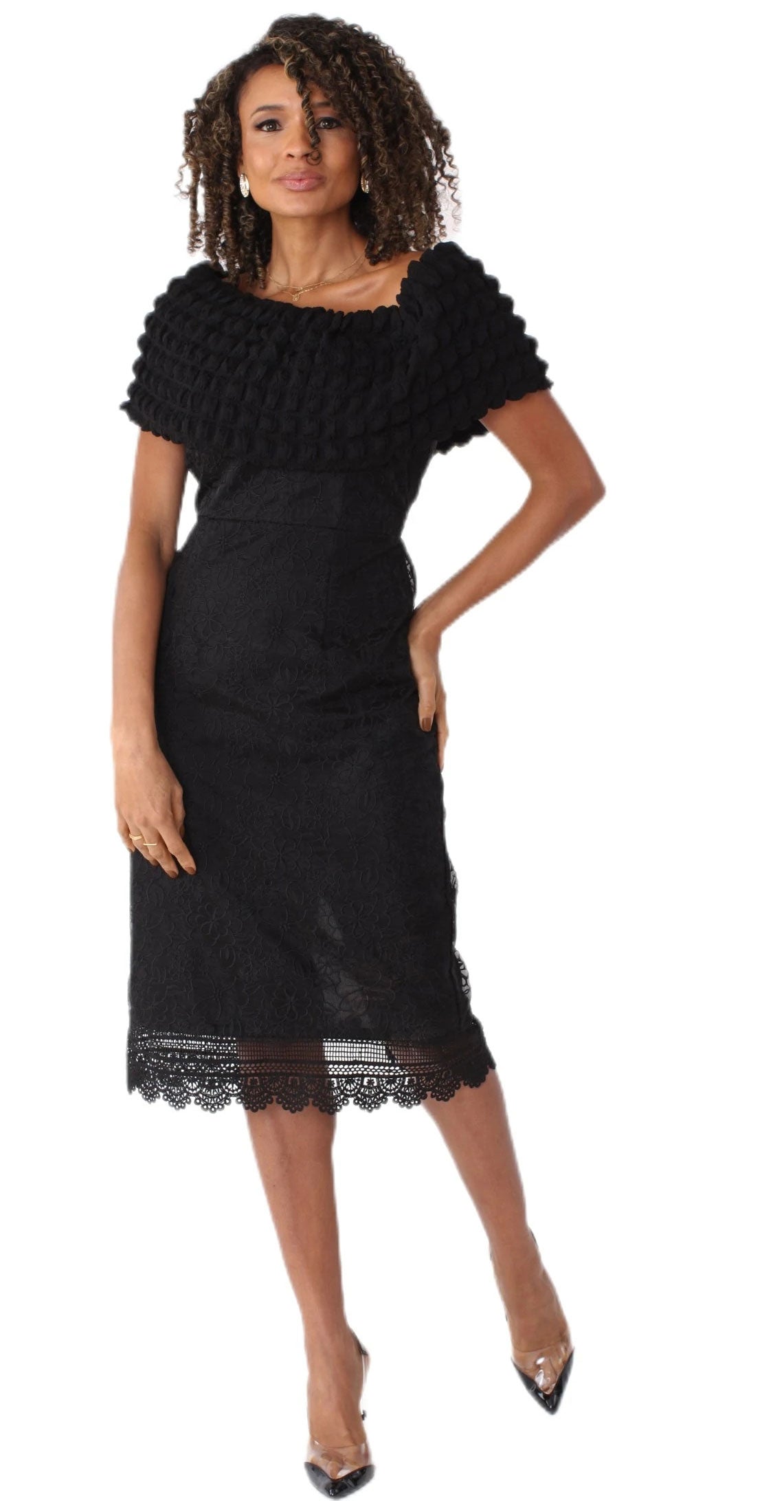 Chancele Dress 9578-Black - Church Suits For Less