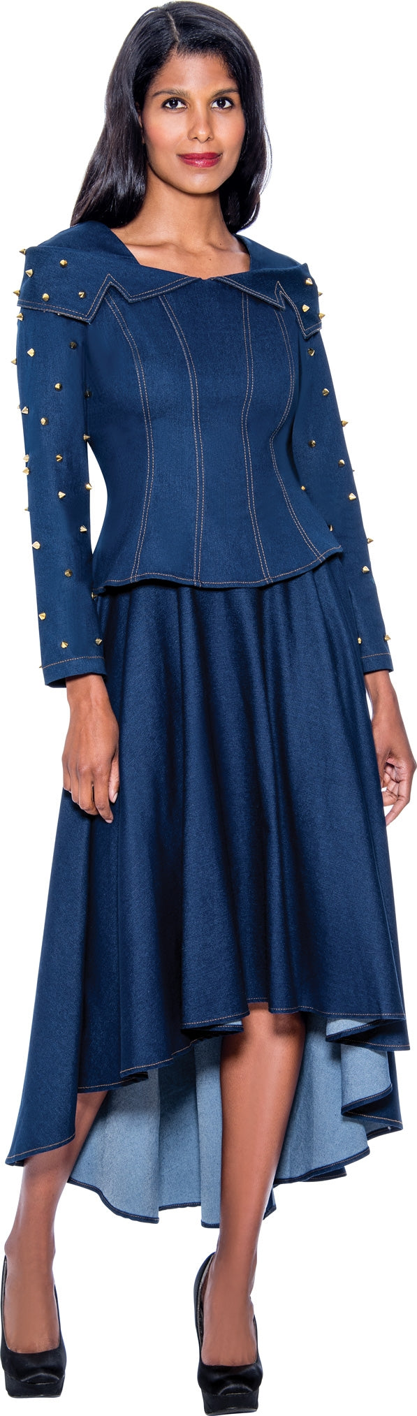 Devine Sport Denim Skirt Suit 63702 - Church Suits For Less