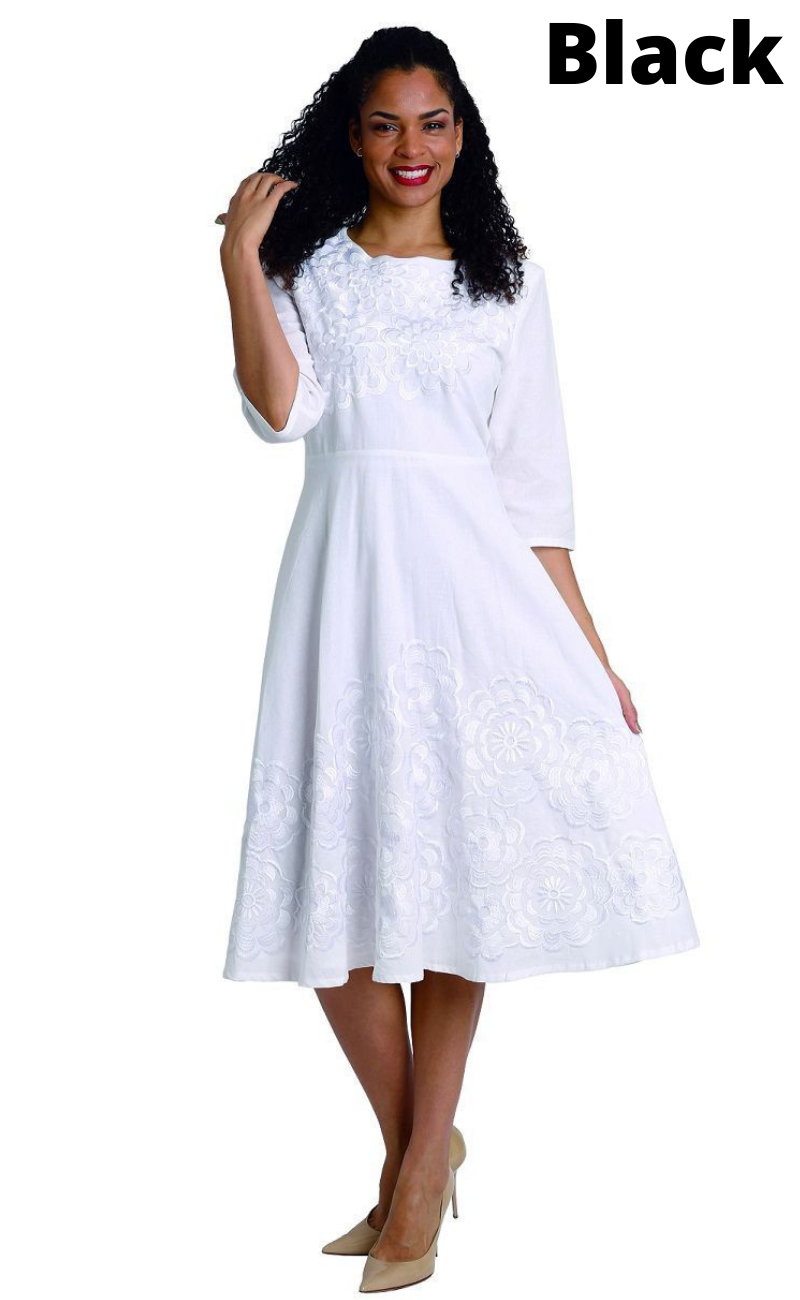 Diana Linen Dress 8219-Black - Church Suits For Less