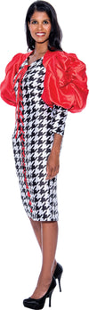 Church Dress By Nubiano 1001C-Black/Red/White - Church Suits For Less