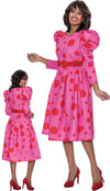 Church Dress By Nubiano 1431C-Pink/Red - Church Suits For Less