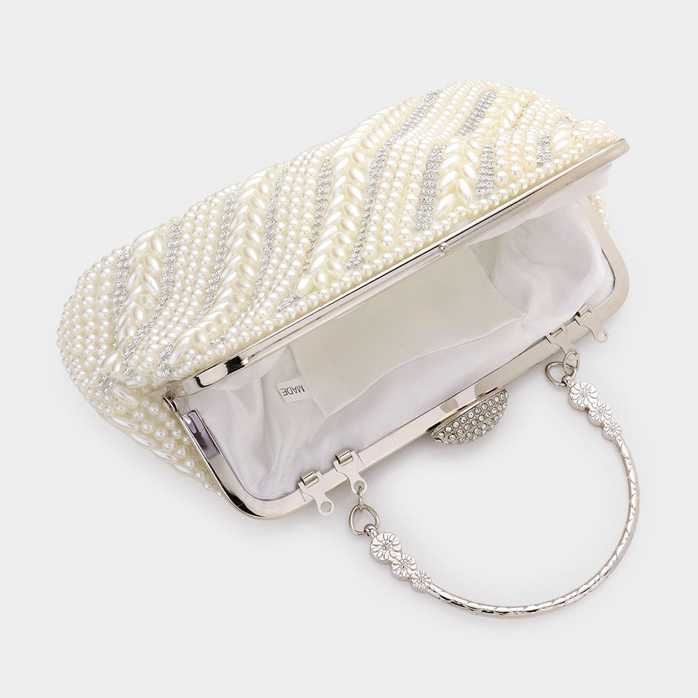 Women Elegant Pearl Clutch Bag- 12204 - Church Suits For Less