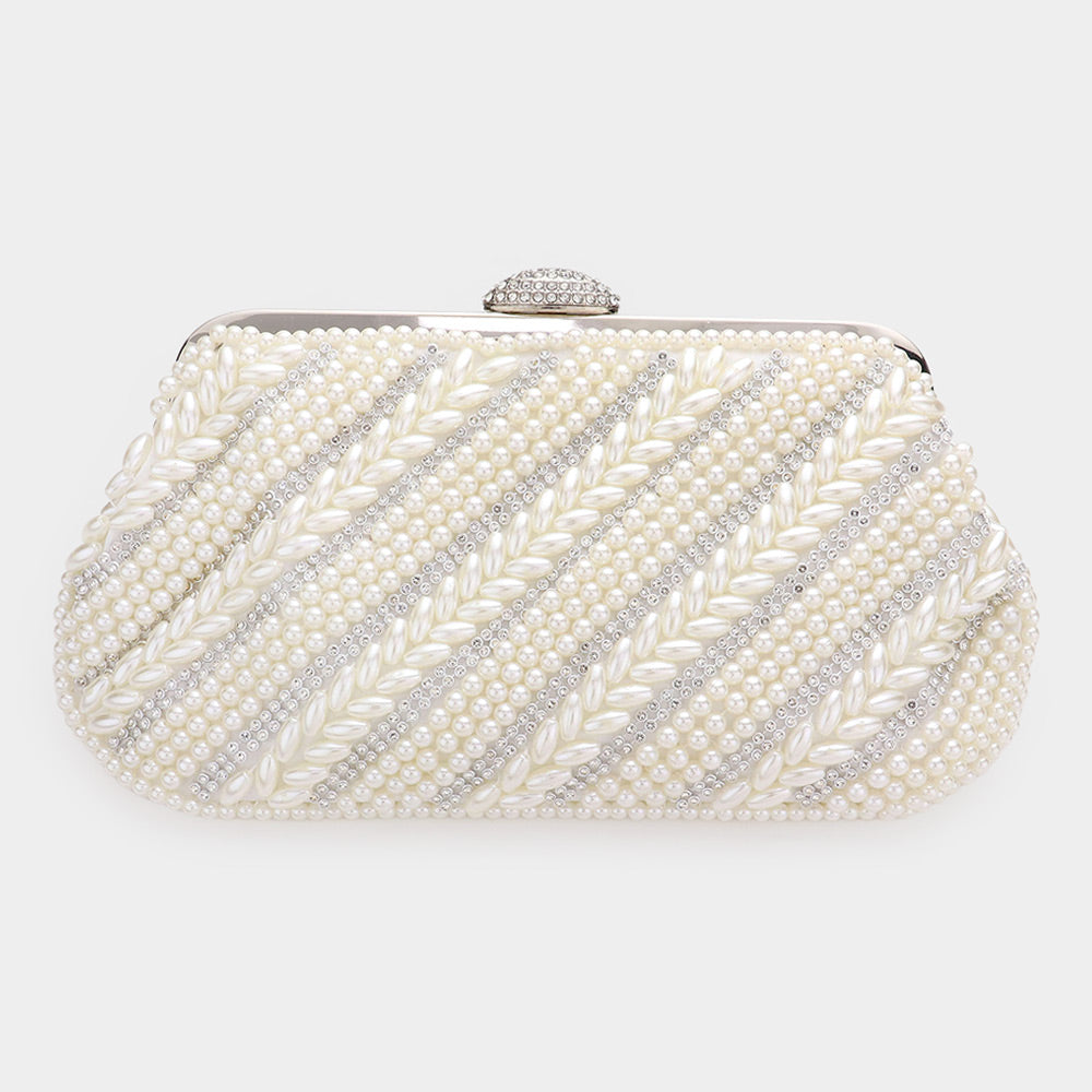 Women Elegant Pearl Clutch Bag- 12204 - Church Suits For Less