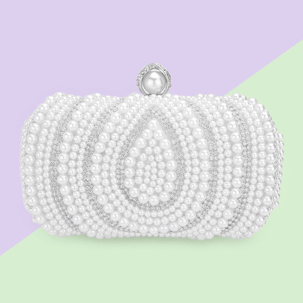 Women Elegant Pearl Clutch Bag- 12203 - Church Suits For Less